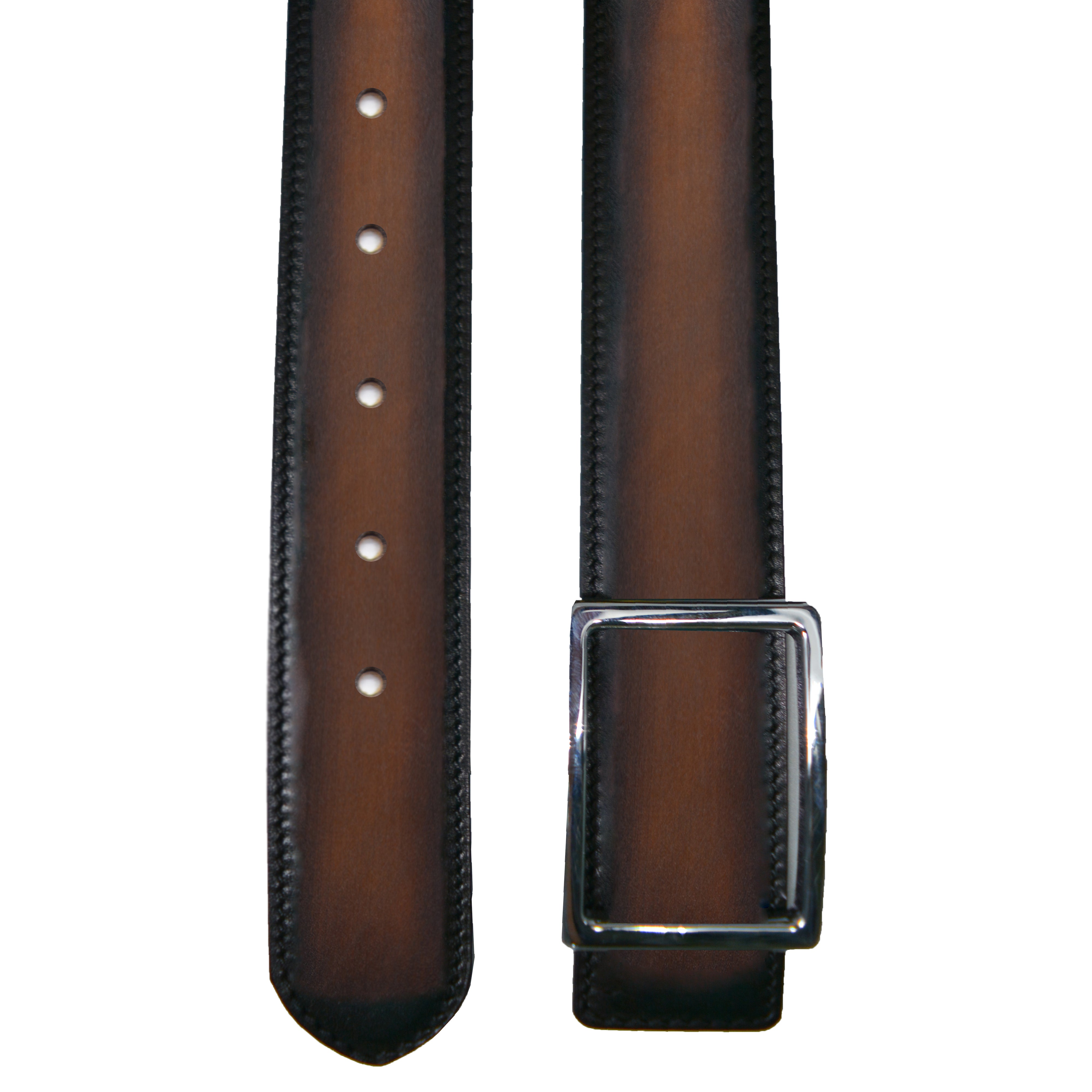 One-sided calfskin dark brown belt