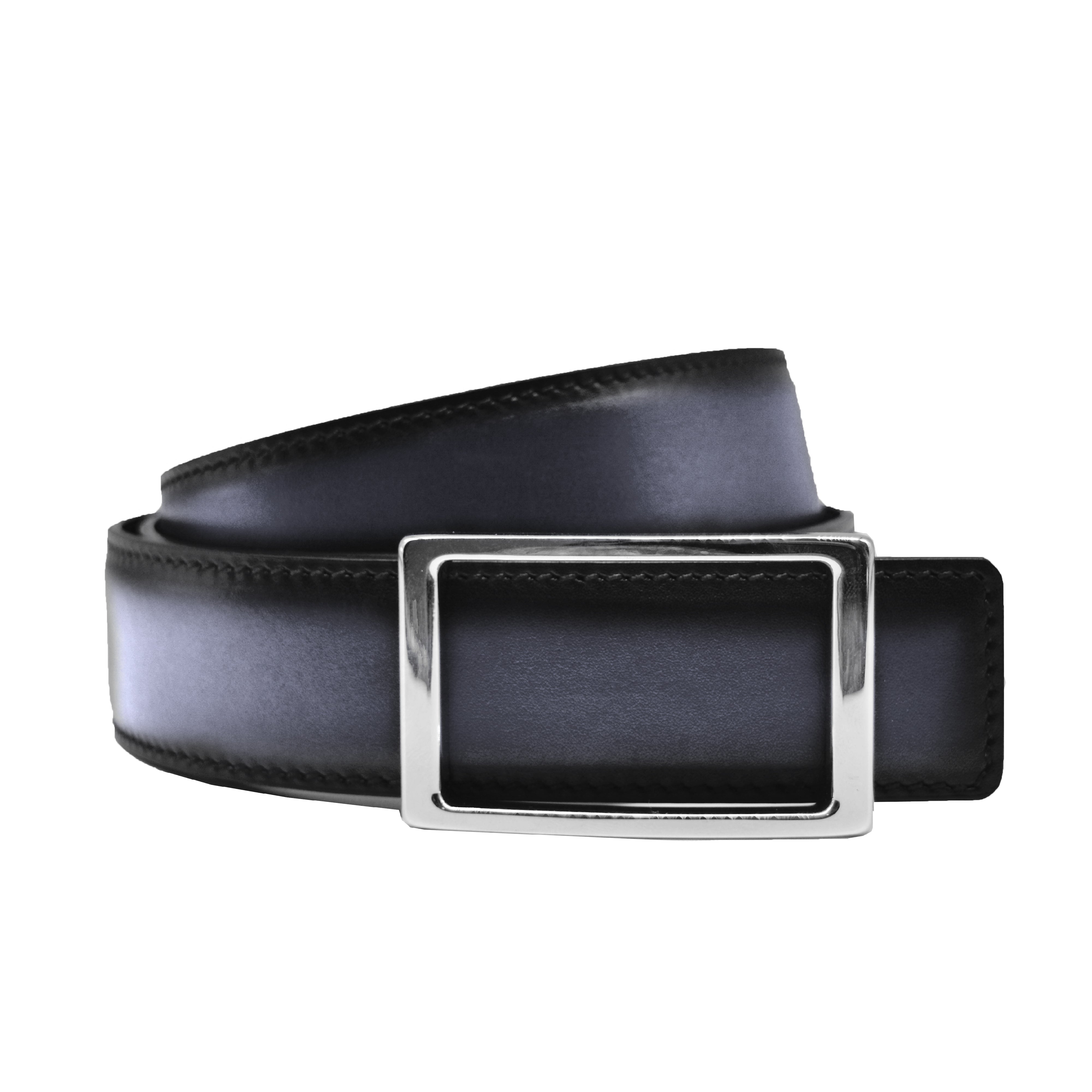 Reversible double calfskin leather purple and grey belt