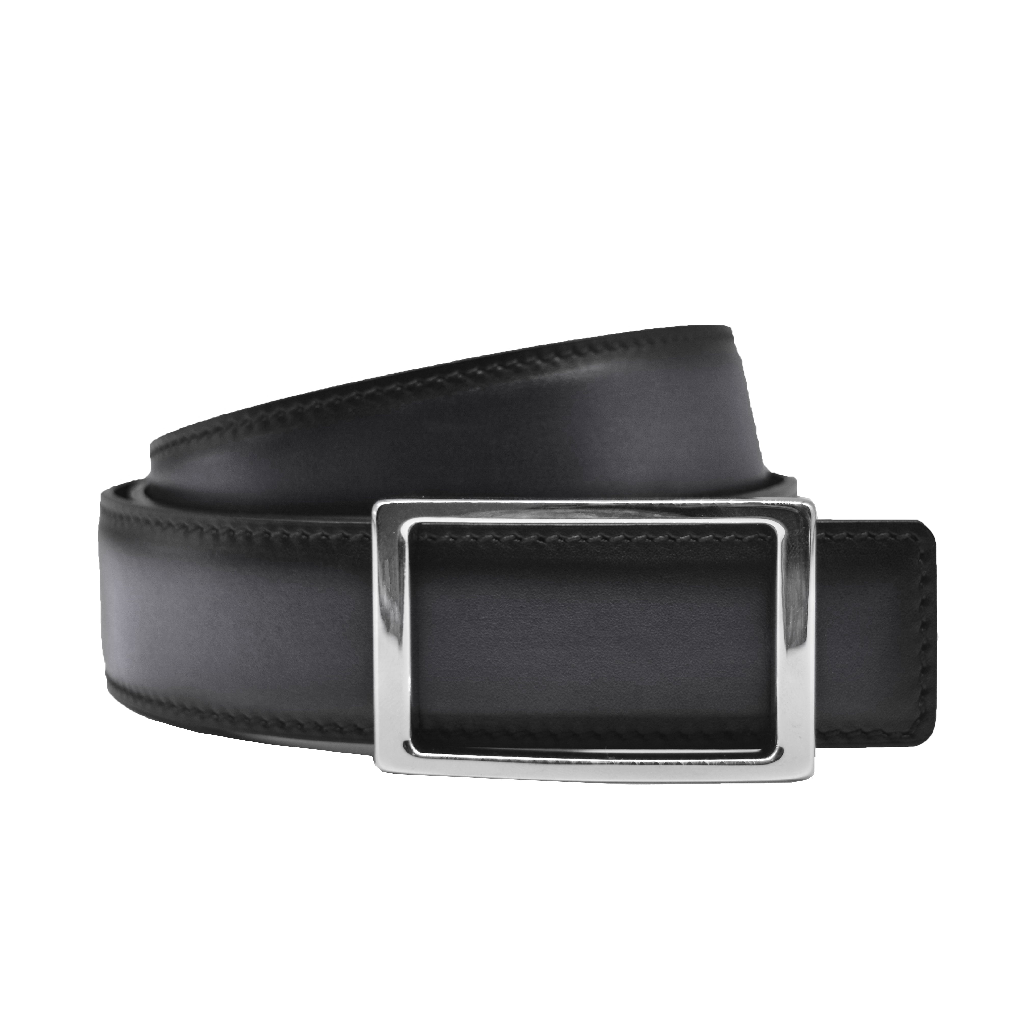 One-sided calfskin black belt