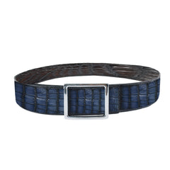 Reversible double alligator leather Dark blue and black-brown belt