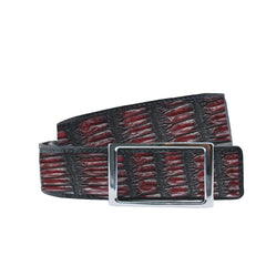 Reversible double alligator leather Dark red and black-brown belt