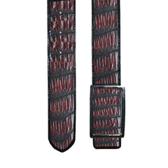 Reversible double alligator leather Dark red and black-brown belt