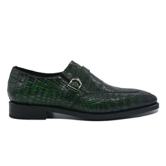 Dark Green Alligator Monk Strap Loafer