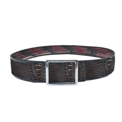 Reversible double alligator leather Dark red and black-brown belt