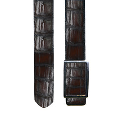 Reversible double alligator leather dark green and tan belt