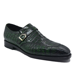 Dark Green Alligator Monk Strap Loafer