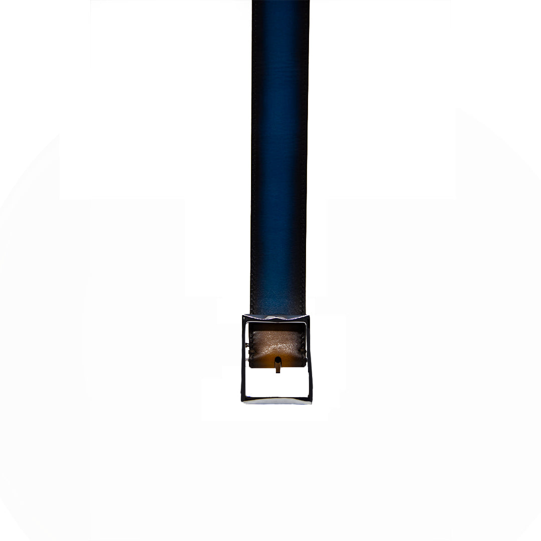 Reversible double calfskin leather brown and blue belt