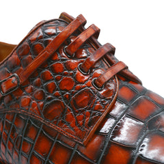 MEN'S RED ALLIGATOR SHOES - MEN'S WONDER EXOTIC ALLIGATOR BODY OXFORDS