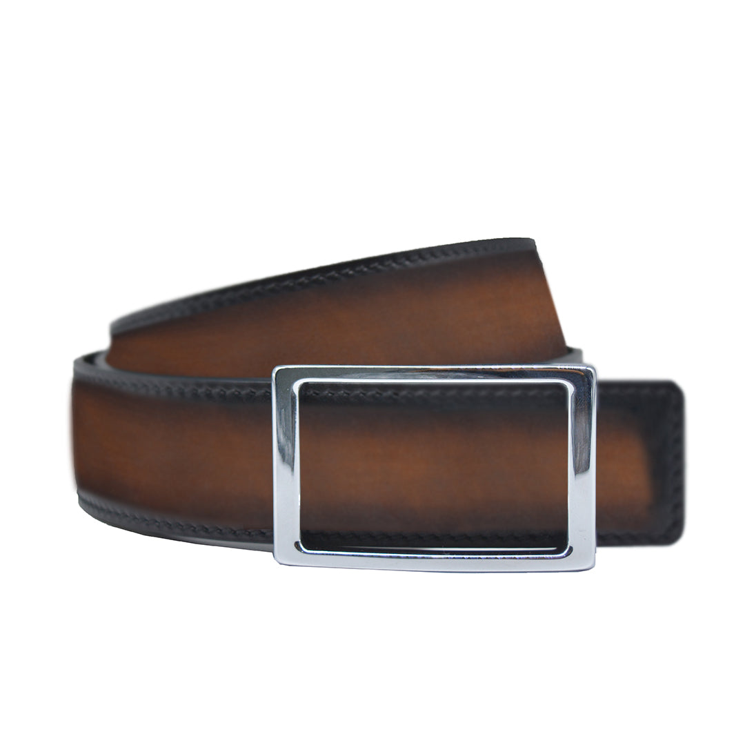 One-sided calfskin dark brown belt