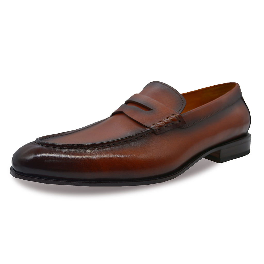 Express Shiny Brown Penny Loafers Express Penny Loafers Mens 11 Brown Leather Classic Dress  main image 2
