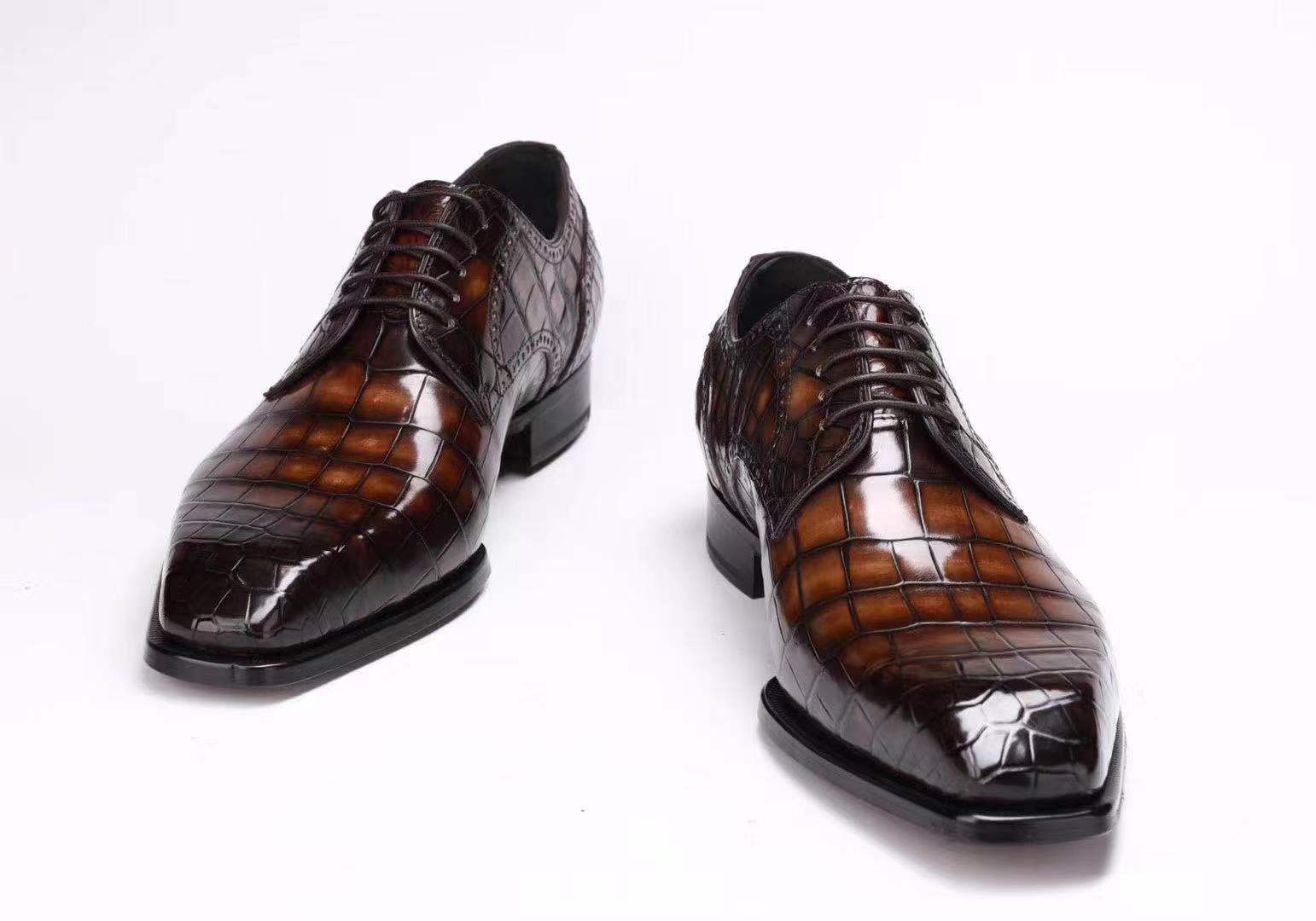 Men's Handmade Brown Alligator Leather Oxfords – Finely Crafted