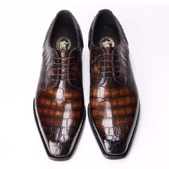 Men's Handmade Brown Alligator Leather Oxfords – Finely Crafted