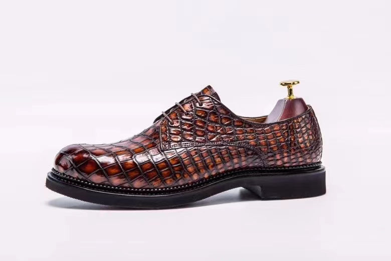 MEN'S ORANGE ALLIGATOR SHOES - MEN'S WONDER EXOTIC ALLIGATOR BODY OXFORDS