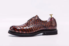 MEN'S ORANGE ALLIGATOR SHOES - MEN'S WONDER EXOTIC ALLIGATOR BODY OXFORDS