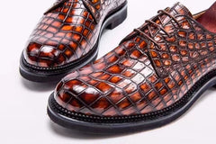MEN'S ORANGE ALLIGATOR SHOES - MEN'S WONDER EXOTIC ALLIGATOR BODY OXFORDS