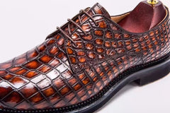 MEN'S ORANGE ALLIGATOR SHOES - MEN'S WONDER EXOTIC ALLIGATOR BODY OXFORDS