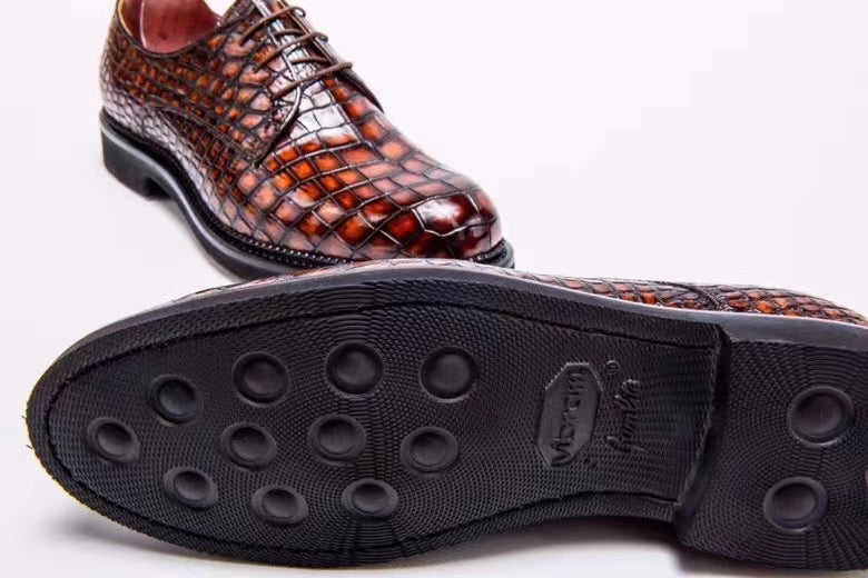 MEN'S ORANGE ALLIGATOR SHOES - MEN'S WONDER EXOTIC ALLIGATOR BODY OXFORDS