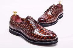 MEN'S ORANGE ALLIGATOR SHOES - MEN'S WONDER EXOTIC ALLIGATOR BODY OXFORDS