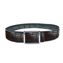 Reversible double alligator leather dark green and tan belt