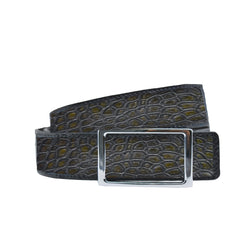 Reversible double alligator leather Dark green and greenish brown belt