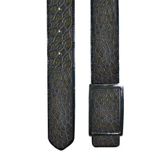 Reversible double alligator leather Dark green and greenish brown belt