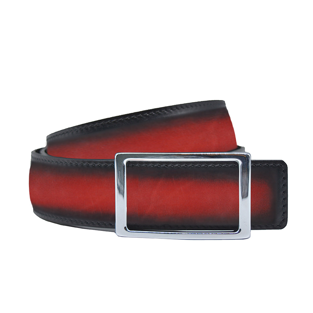 One-sided calfskin red belt
