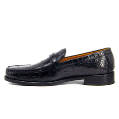 Mens Genuine Luxury Black Alligator slip Loafer