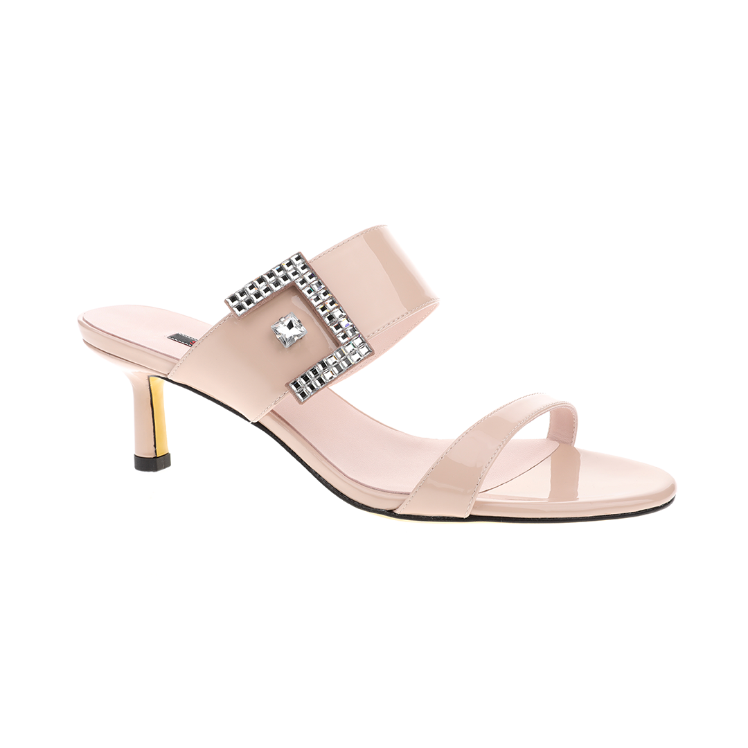 women pink suede leather Sandals | Mona pink wide band suede leather sandals