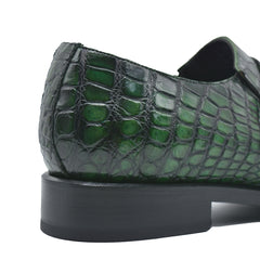 Dark Green Alligator Monk Strap Loafer