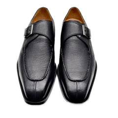 Men's Black Cowhide Moc Toe Buckle Loafer