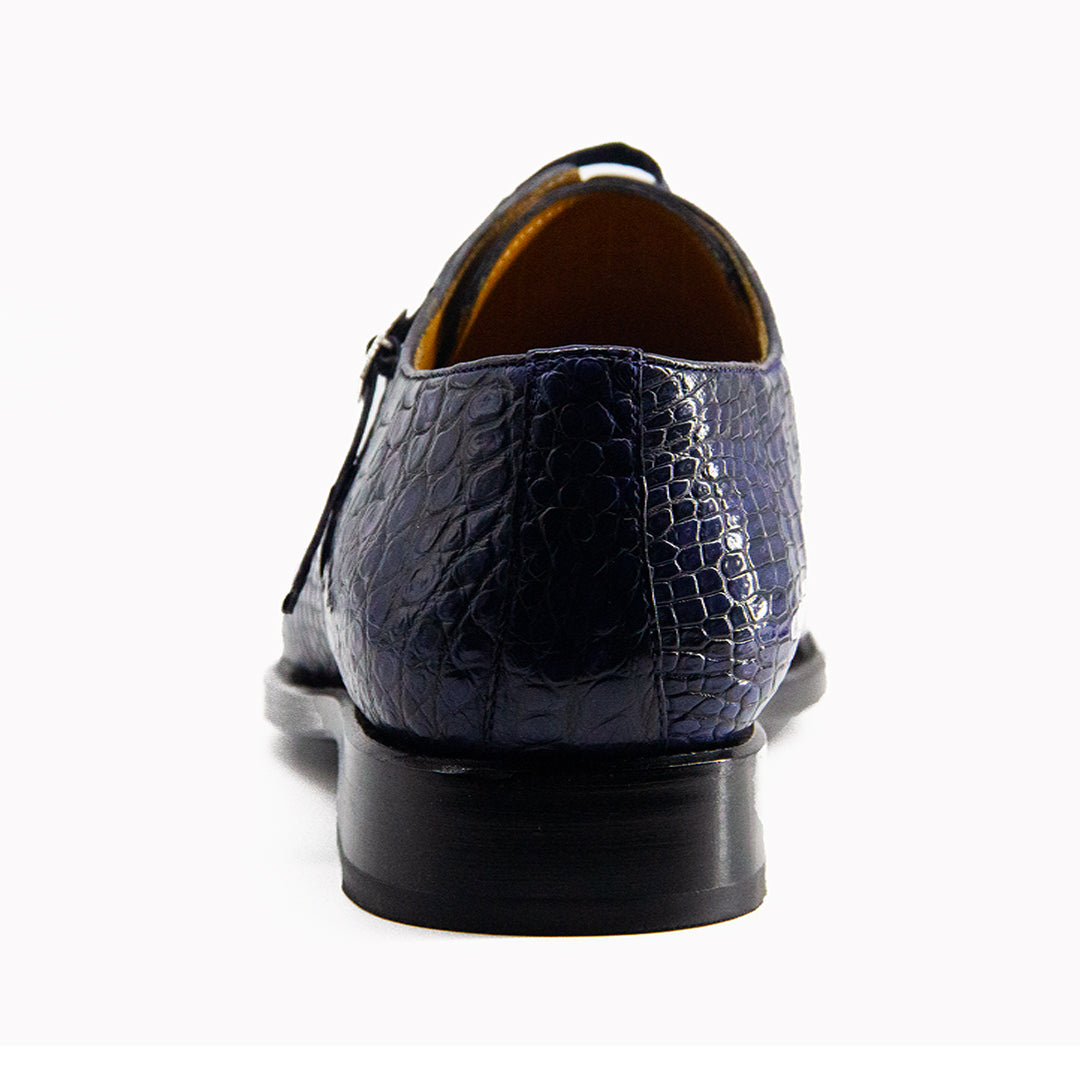 MEN'S BLUE ALLIGATOR SHOES - WONDER BLUE EXOTIC ALLIGATOR BODY OXFORDS