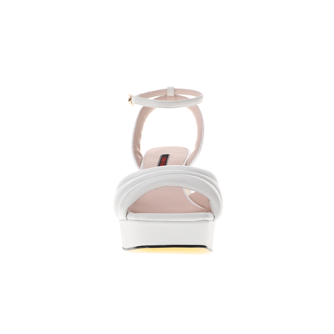 women white sheepskin heel | Enid White sheepskin block heel Thick bottom heels