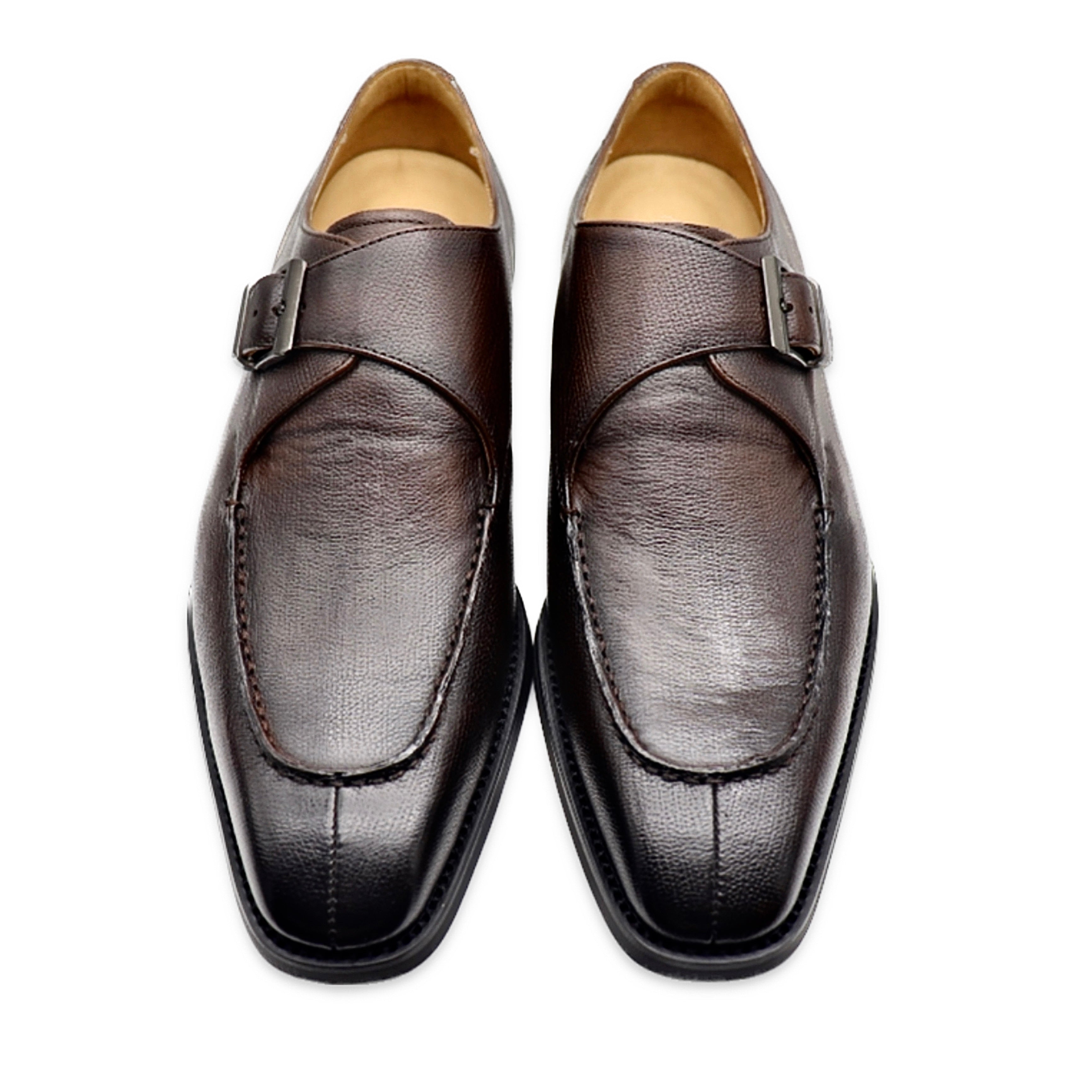 Men's Dark Brown Cowhide Moc Toe Buckle Loafer