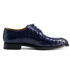 MEN'S BLUE ALLIGATOR SHOES -  WONDER BLUE EXOTIC ALLIGATOR BODY OXFORDS