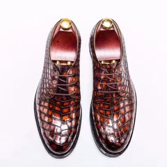 MEN'S ORANGE ALLIGATOR SHOES - MEN'S WONDER EXOTIC ALLIGATOR BODY OXFORDS