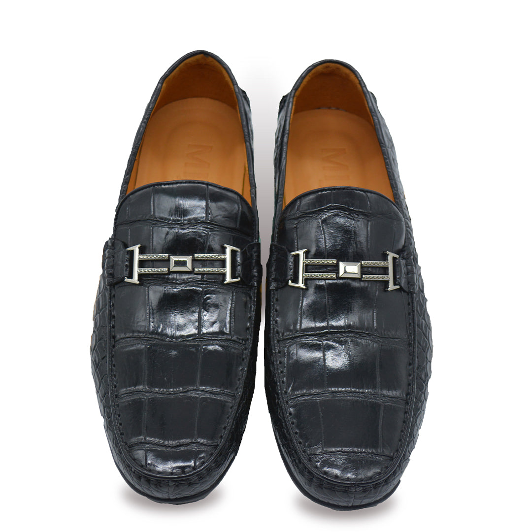 Men's Black Slip-on Shoes Genuine Leather Slip-on Casual Fashion Leather Shoes