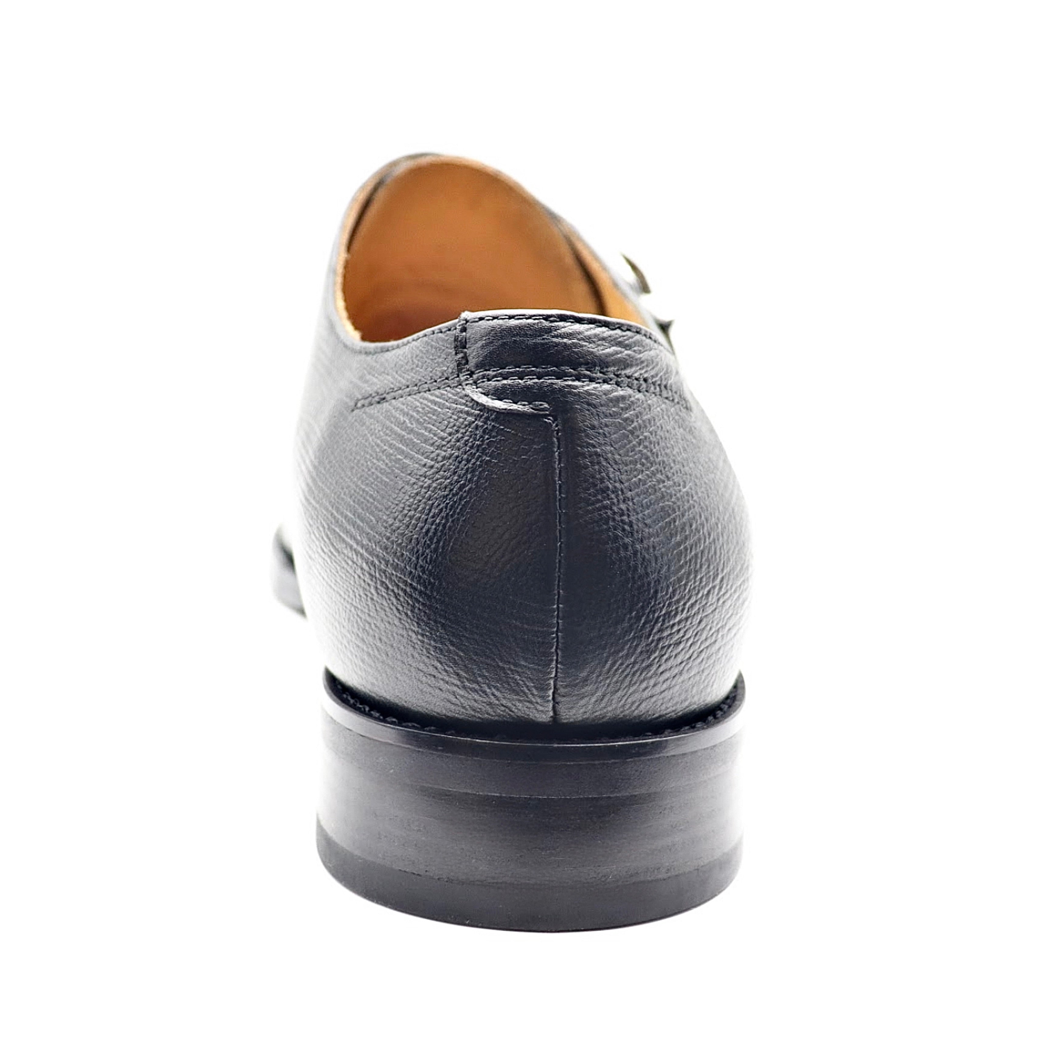 Men's Black Cowhide Moc Toe Buckle Loafer
