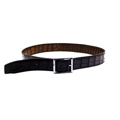Reversible double alligator leather brown and purple belt