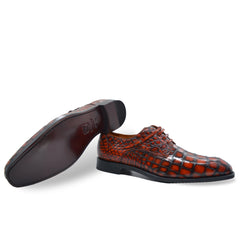 MEN'S RED ALLIGATOR SHOES - MEN'S WONDER EXOTIC ALLIGATOR BODY OXFORDS