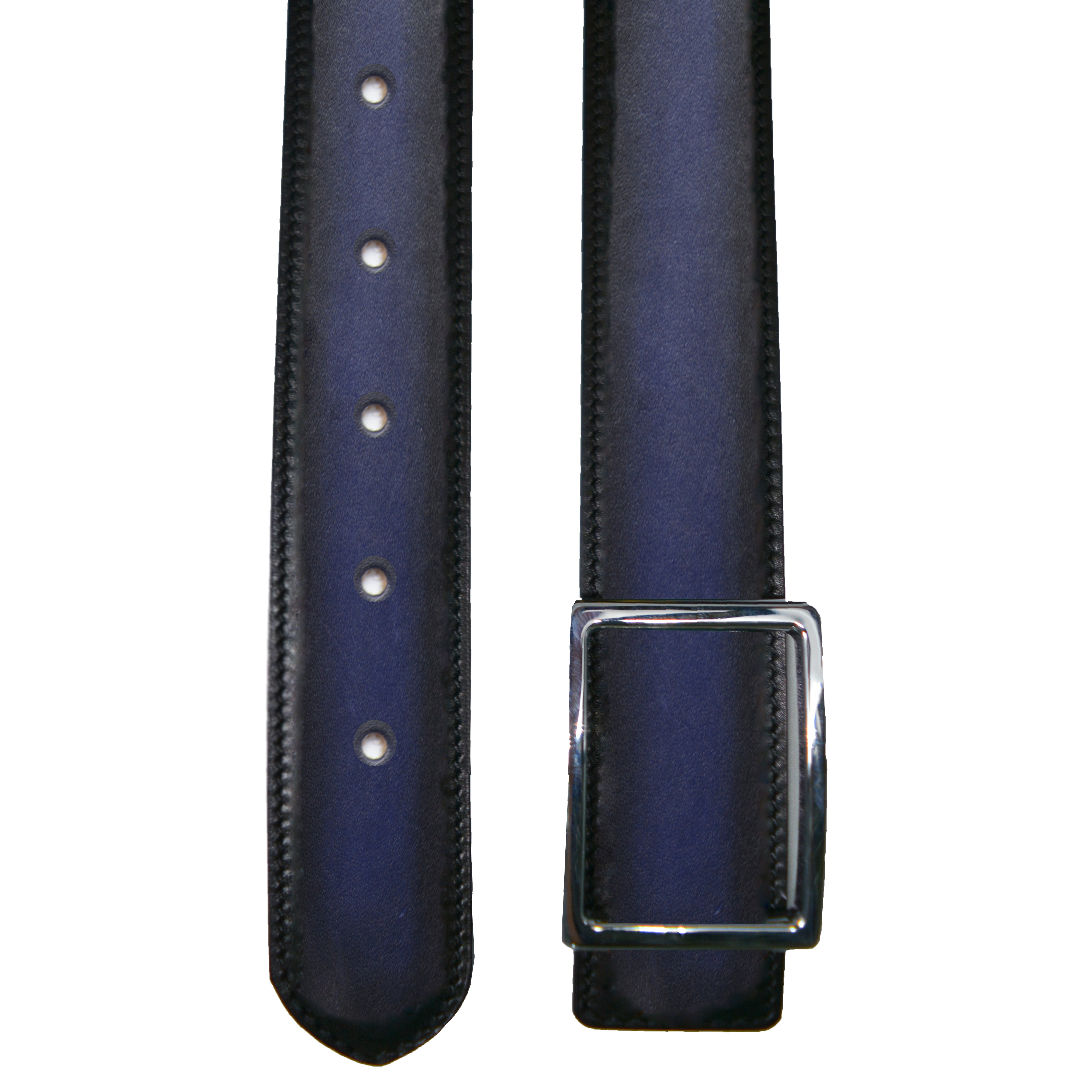 One-sided calfskin dark purple belt