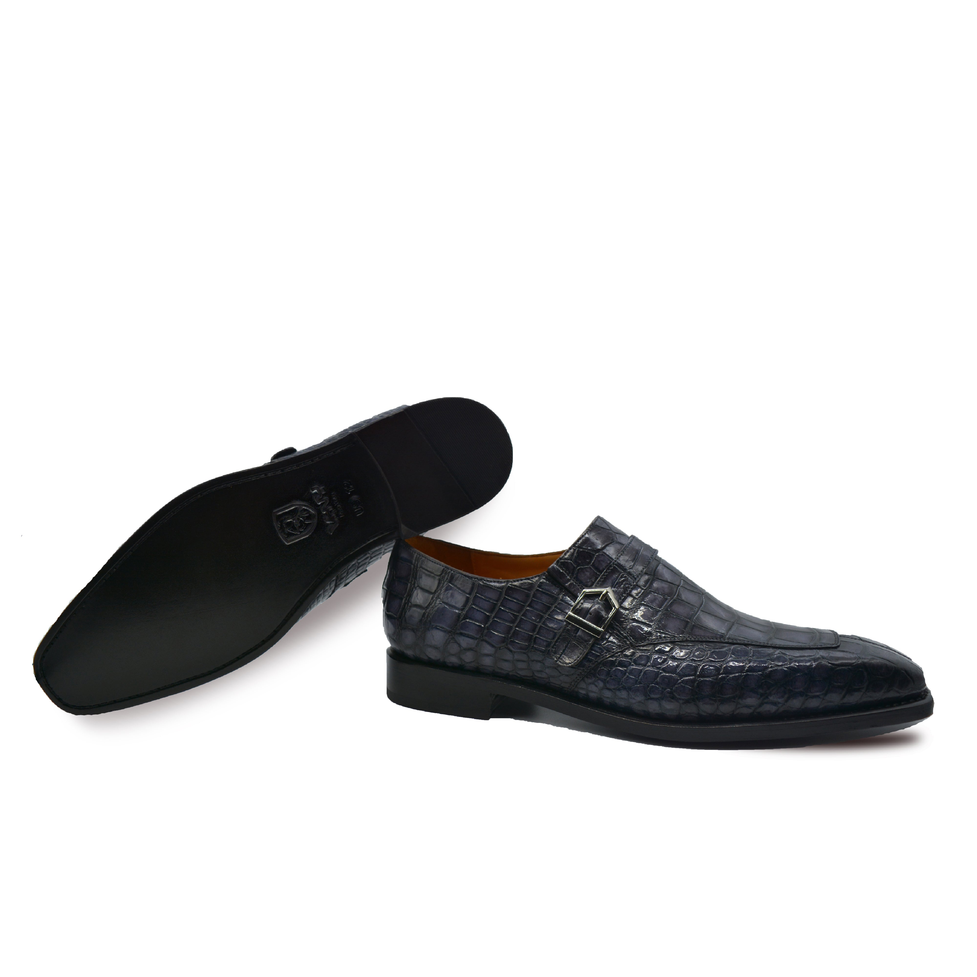 Grey Alligator Monk Strap Loafer