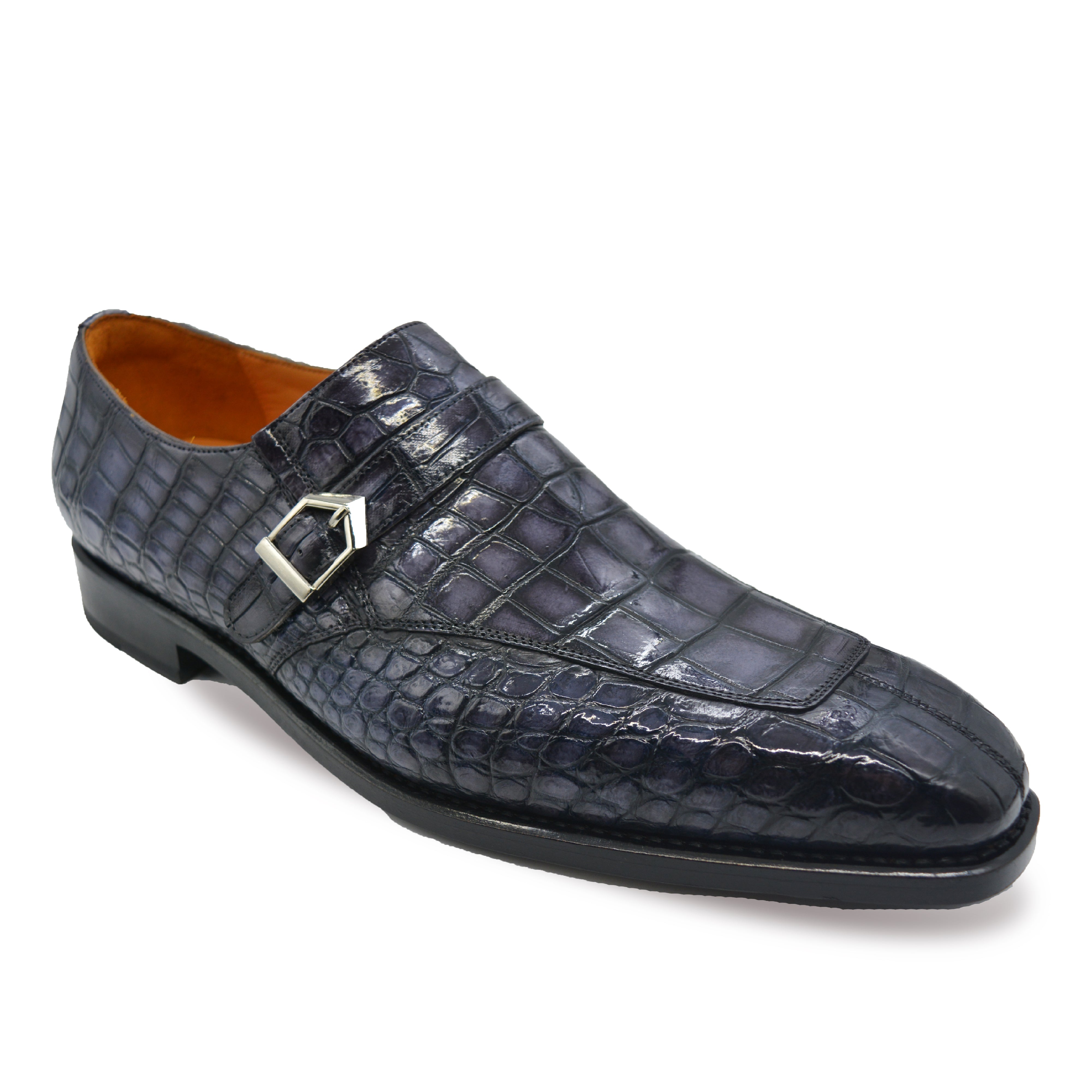 Grey Alligator Monk Strap Loafer