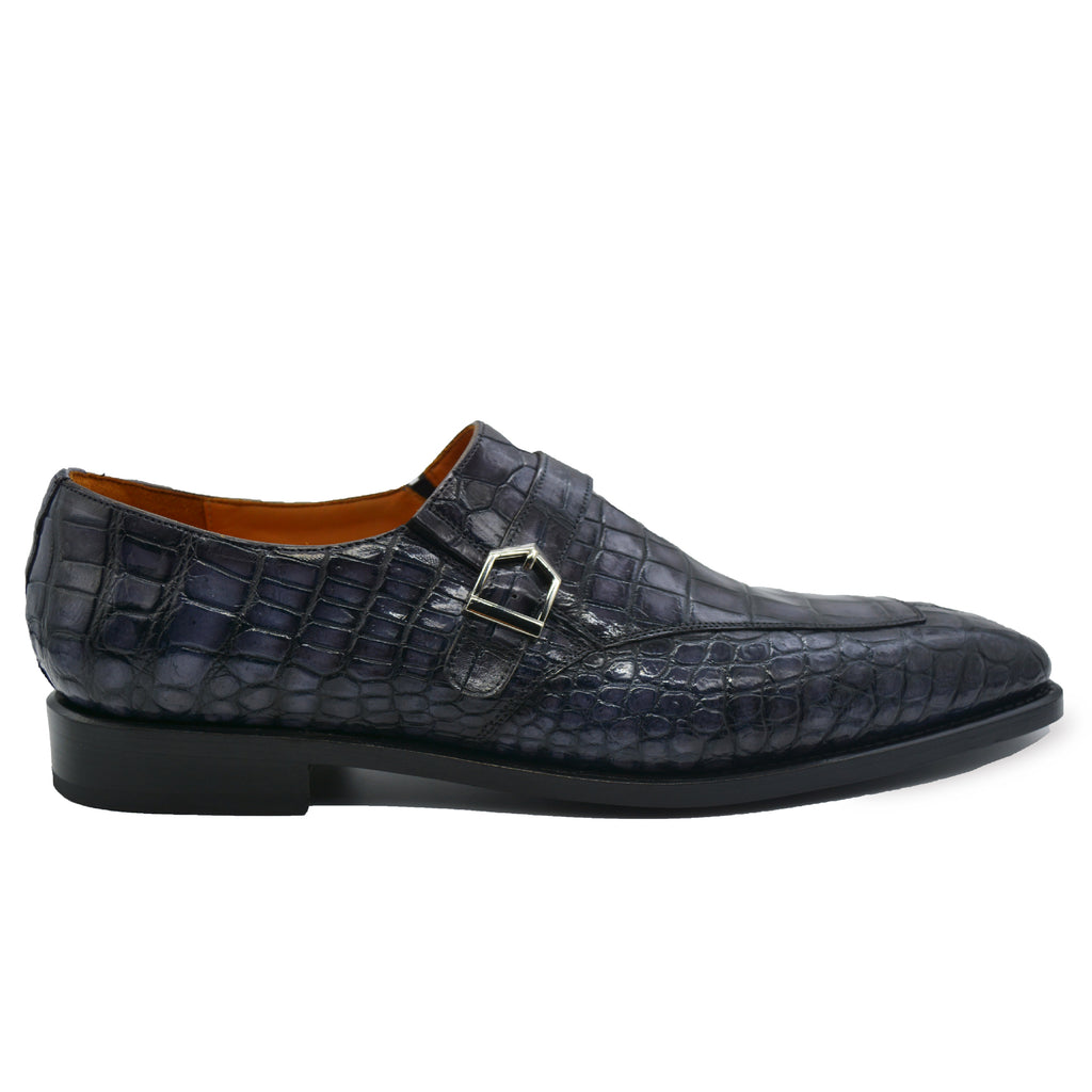Grey Alligator Monk Strap Loafer display picture 1