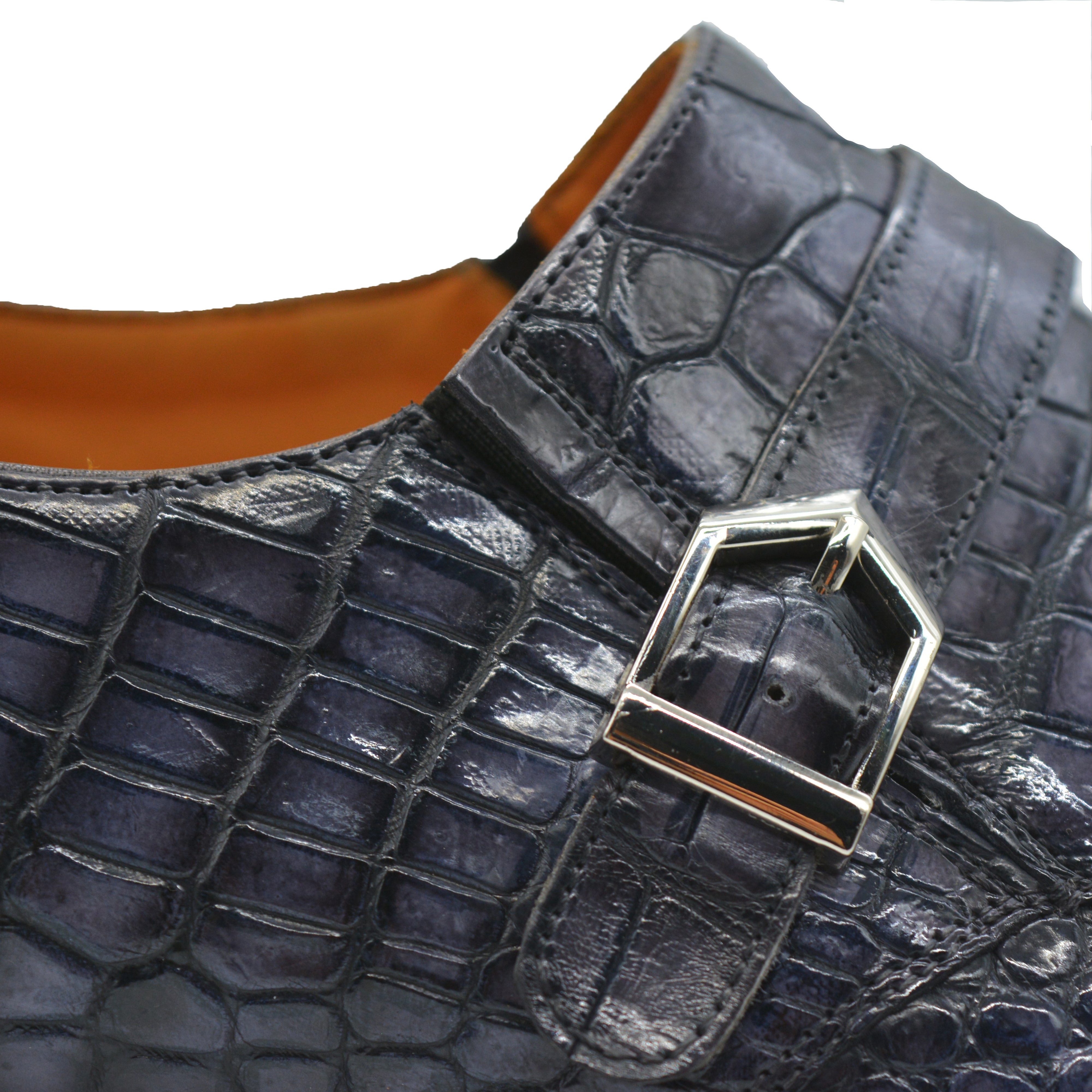 Grey Alligator Monk Strap Loafer