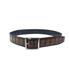 Reversible double alligator leather brown and purple belt