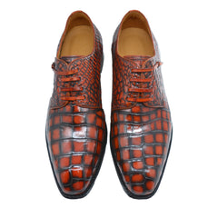 MEN'S RED ALLIGATOR SHOES - MEN'S WONDER EXOTIC ALLIGATOR BODY OXFORDS