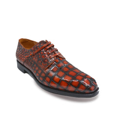 MEN'S RED ALLIGATOR SHOES - MEN'S WONDER EXOTIC ALLIGATOR BODY OXFORDS