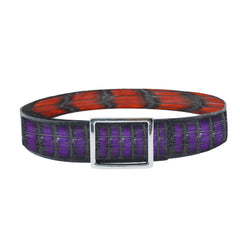 Reversible double alligator leather purple and orange belt