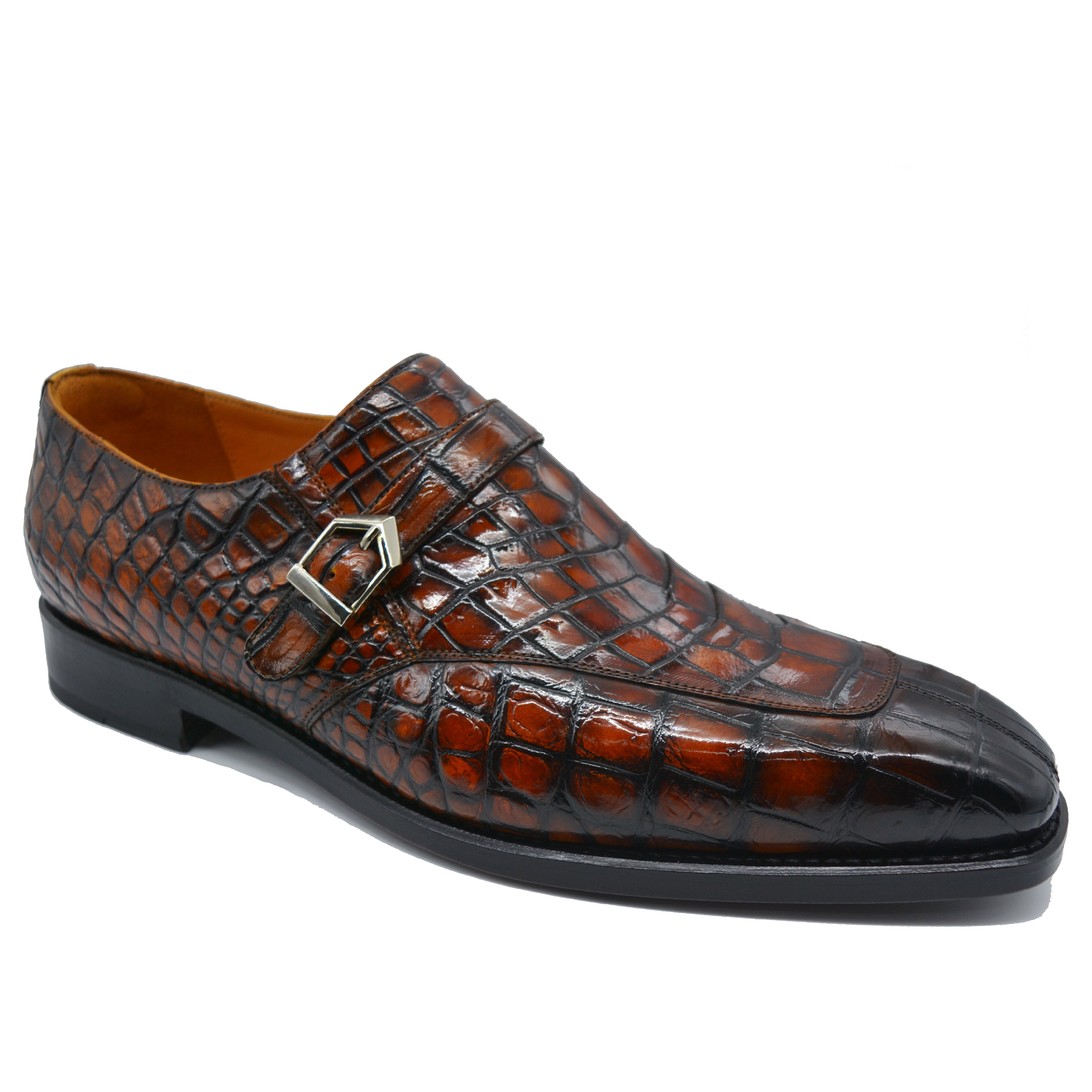 Brown Alligator Monk Strap Loafer