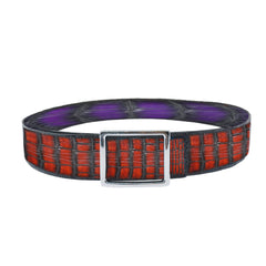 Reversible double alligator leather purple and orange belt